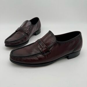 Florsheim Como Black Cherry Leather Moc Toe Strap Loafer Size 9 D